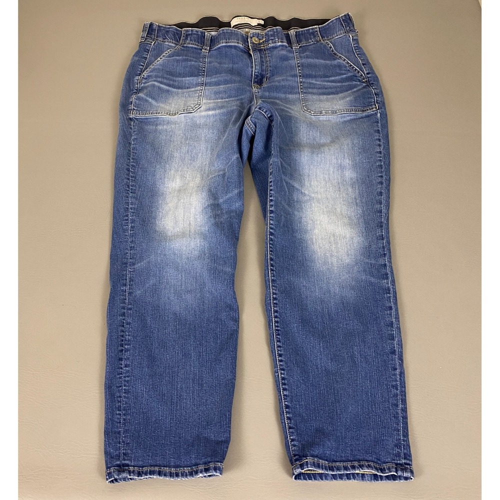 Torrid Jeans First At Fit Womens Size 20T Medium Wash Elastic Waist Straight Leg